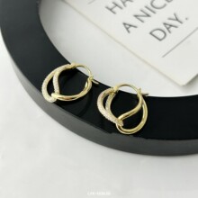 丽银饰品欧美气质时尚新潮复古几何微镶耳扣耳环