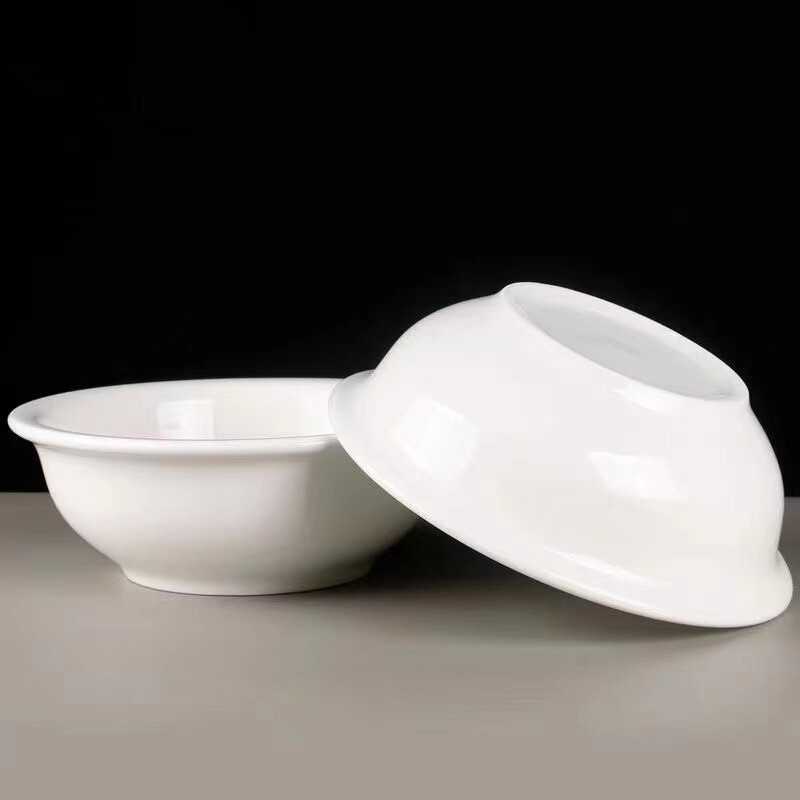 White Ceramic Large Soup Bowl Large Noodle Bowl Thickened Soup Basin Restaurant Rice Bowl Soup Ancient Bowl Commercial Tableware Wholesale