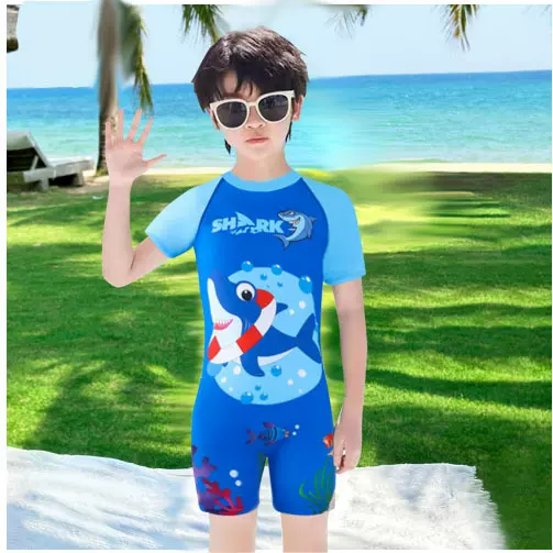 男童连体卡通速干泳装男宝宝游泳衣大中小童平角沙滩防晒儿童泳衣