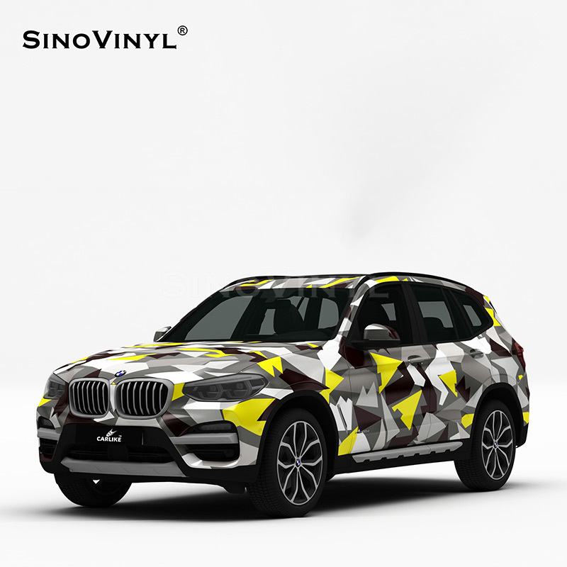 Serie de pintura de camuflaje Carlake película de cambio de color del coche blanco y negro doble color a juego pegatinas de cuerpo de coche pintura de color degradado cambio de color del coche