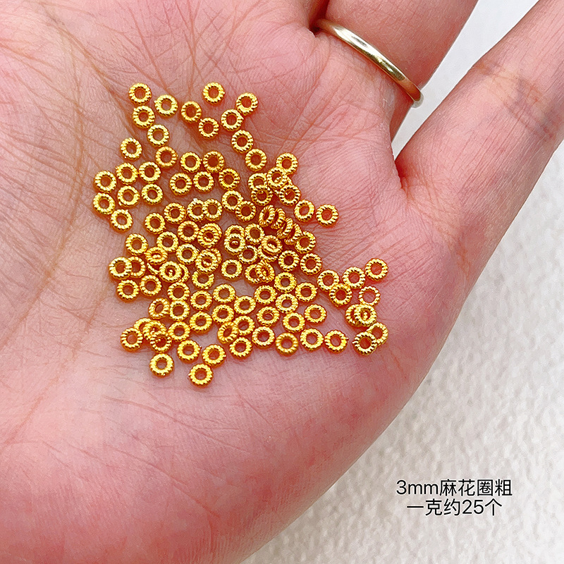 S925银镀24K金麻花圈盘缠圈手链项链串饰diy配件手工隔珠半成品|undefined