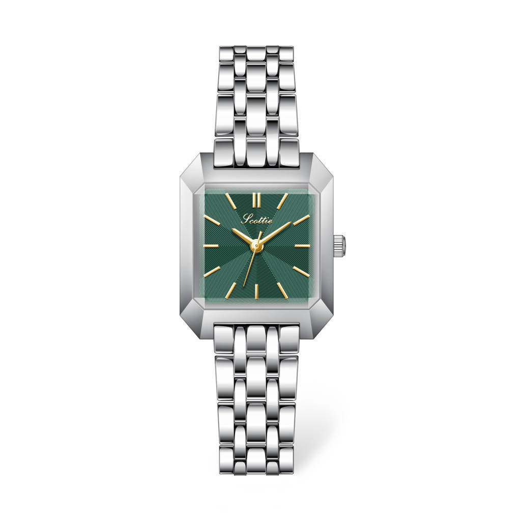 Montre Scottie Square Steel 9153 pour femme, bracelet en cuir couleur fruit du dragon, diffusion en direct_voghion.com