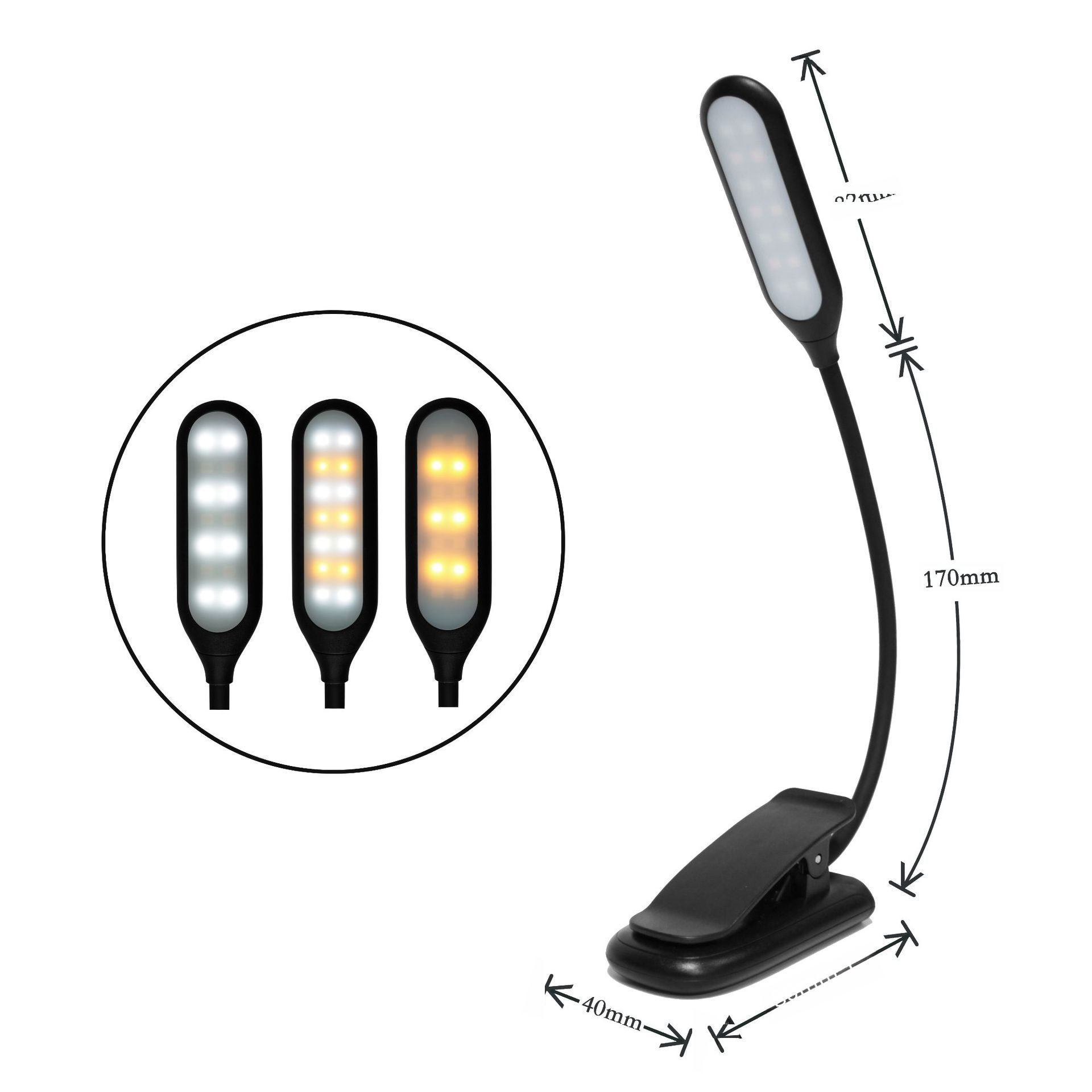 New LED desk lamp clip-on version for bookshelves, student dormitory eye-protection clip light, USB charging reading lamp