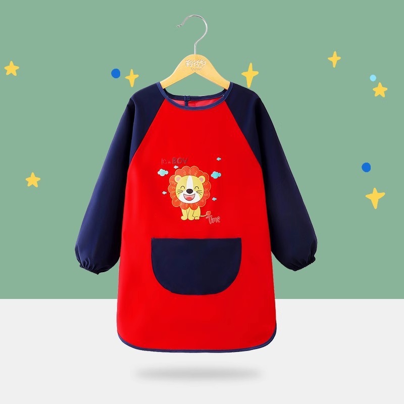 子供用エプロン絵画服幼稚園スタジオアートベルクロ長袖防水防汚よだれかけスモック逆着用|undefined