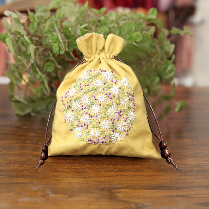 Jinhao bordado hecho a mano material de bricolaje bolsa Cordón portátil Lu bordado cosmético bolsa no Cruz puntada bolsa de almacenamiento
