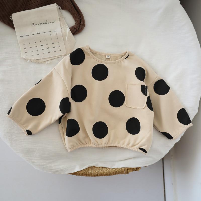 Nuevo retro estilo coreano chaqueta infantil, baby wave point casual jersey de cuello redondo, camisa de punto, camisa base