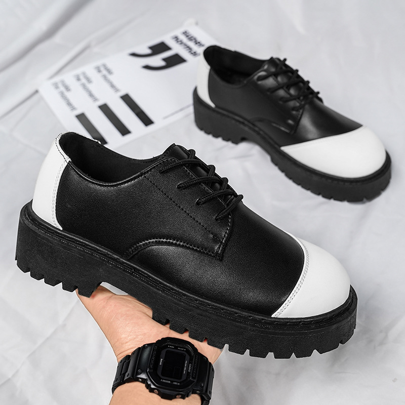 Nuevos zapatos de cuero casuales para hombres, zapatos de estilo retrógrado de alta altura, botas de Martin, zapatos al aire libre con suela gruesa.