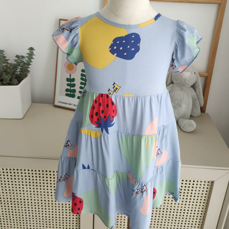 컬러 퍼플 포도 플라잉 슬리브 드레스