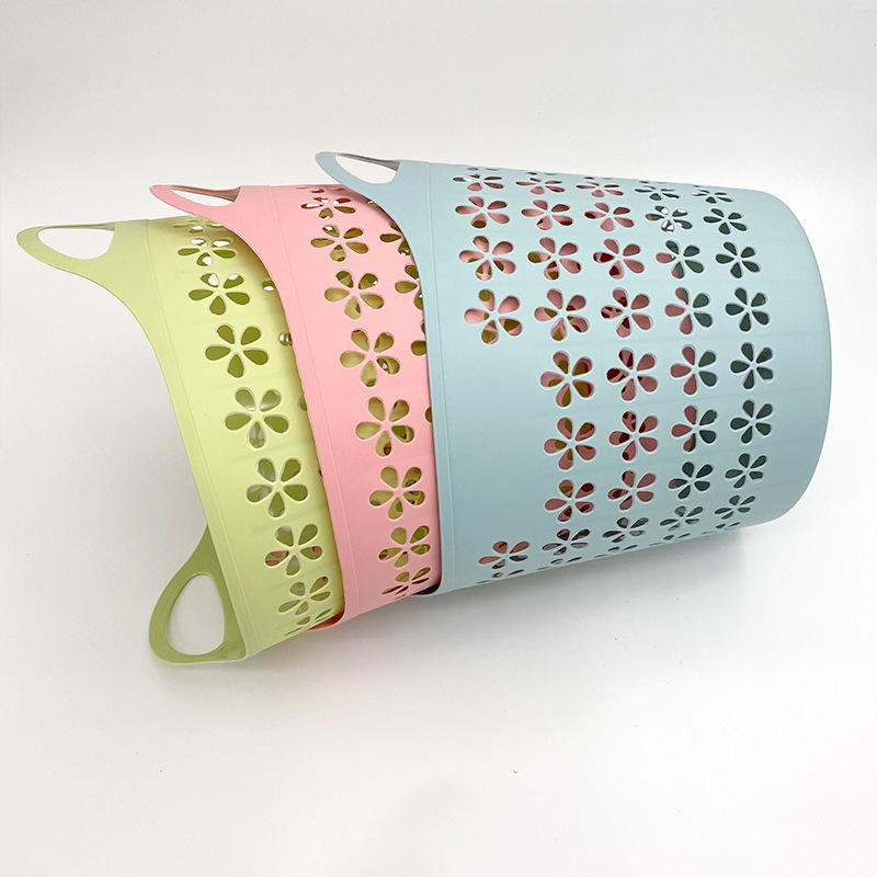 厂家货源可定制LOGO塑料镂空脏衣篮洗衣篮手提脏衣篓收纳筐4