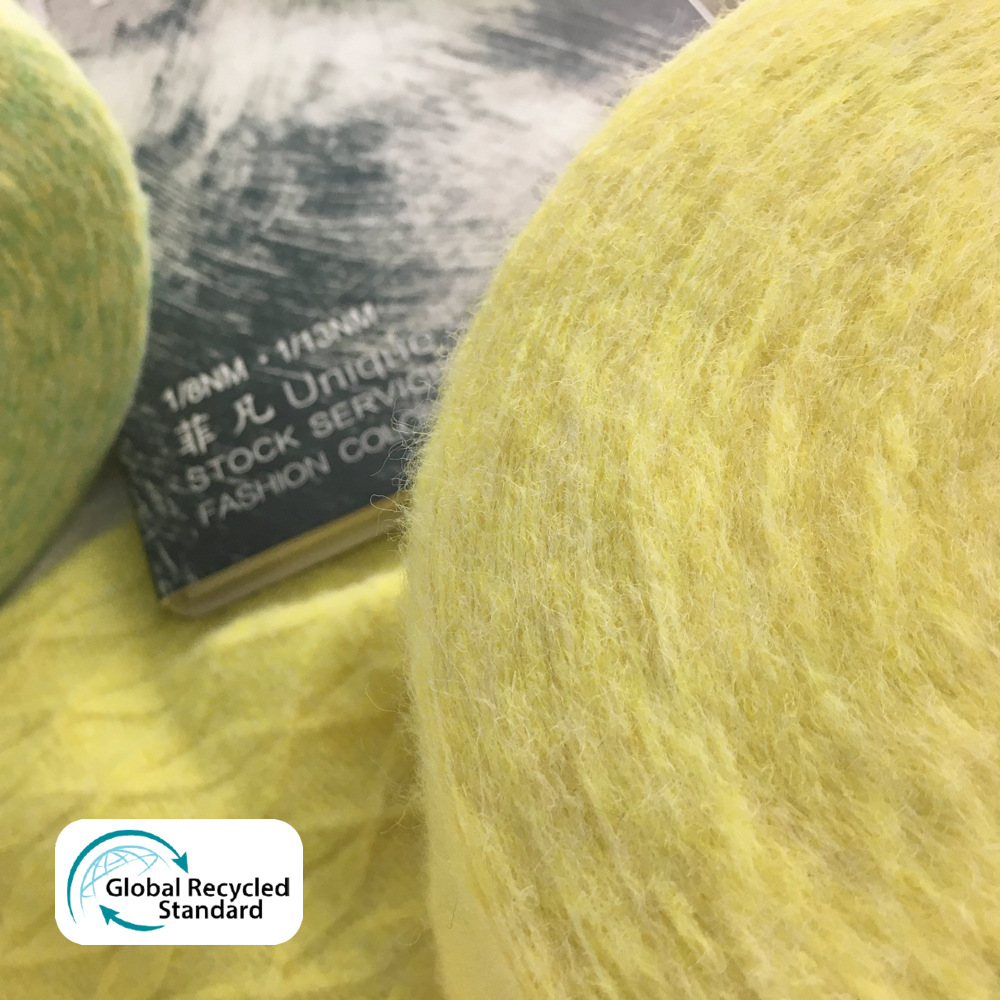 弹力羊毛绒毛纱线新工艺花式纱线色纺再生绒毛纱再生涤纶GRS认证