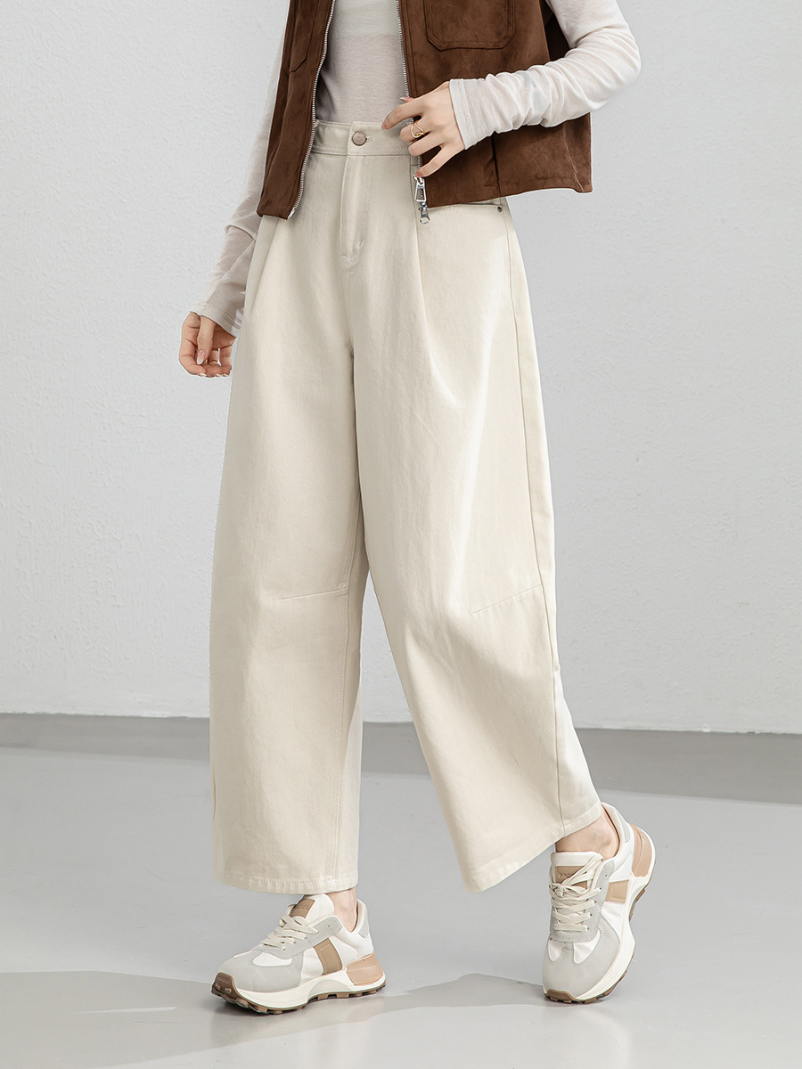 Quần culottes nữ ống rộng cạp cao dáng balloon form rộng — Màu khói