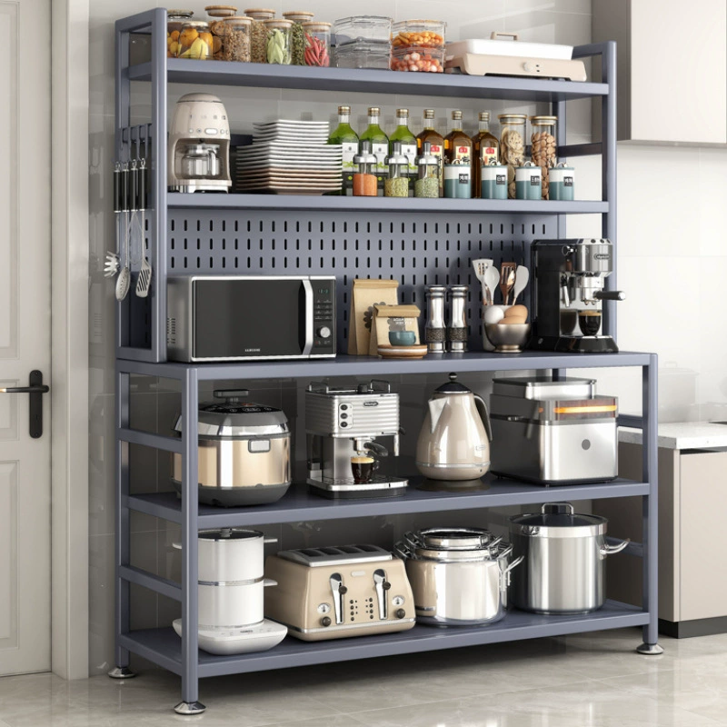 Кухонный стеллаж для хранения Напольная многослойная полка для хранения микроволновой печи Многофункциональная Бытовая стойка для кастрюль Полка для духовки Стеллаж для хранения