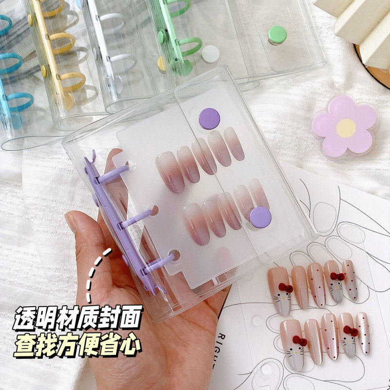 A8小清新迷你双扣三折手帐本3孔卡册彩色PVC活页手账透明外壳|undefined