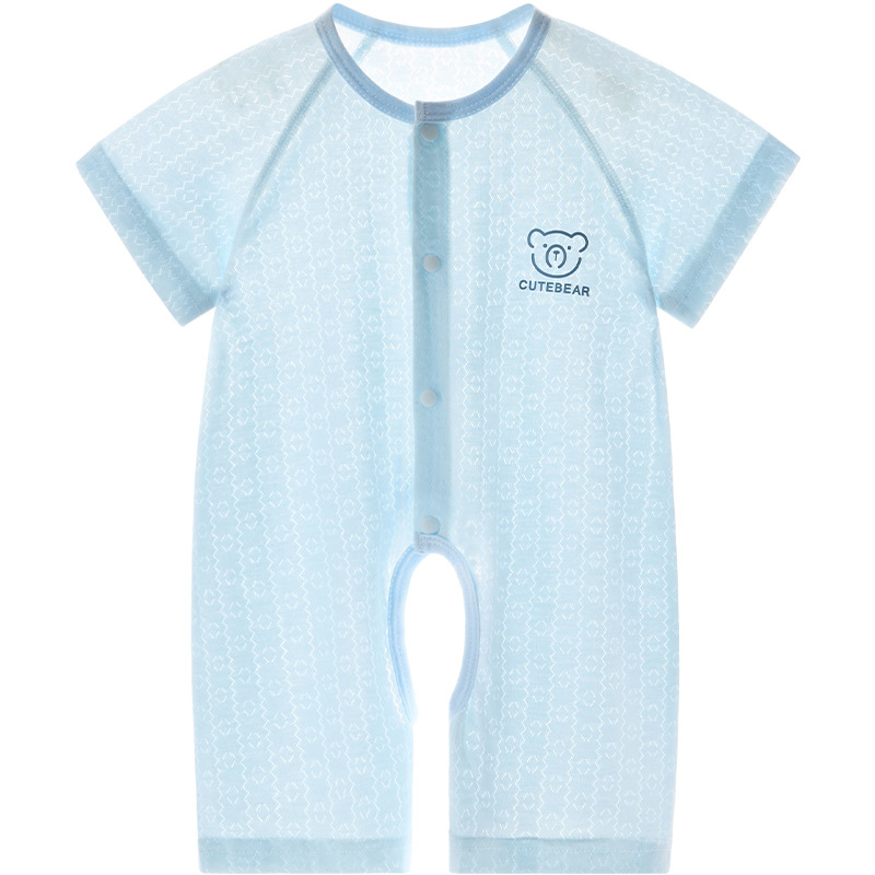 Baby overcoat de verano bebé delgado mangas cortas abertura entrepierna ropa de verano para niños niñas y niños pequeños pijamas ropa de recién nacidos