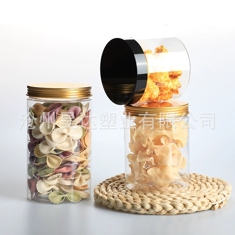 Прозрачная широкая бутылка для хранения зерен, орехов, закусок, конфет, пластиковая банка для ароматизированного чая с спиральным уплотнением