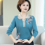 中老年女装秋冬新款时尚提花针织衫大码宽松毛衣打底衫长袖妈妈装，女装针织衫/毛衣，妃慕昵服饰