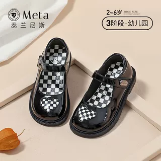 泰兰尼斯meta女童皮鞋秋季新款小公主儿童演出黑色鞋软底宝宝鞋子