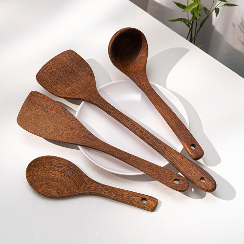 Unpainted chicken wing wooden spatula full set wooden spoon household non-stick cooking spatula wooden kitchenware set wholesale