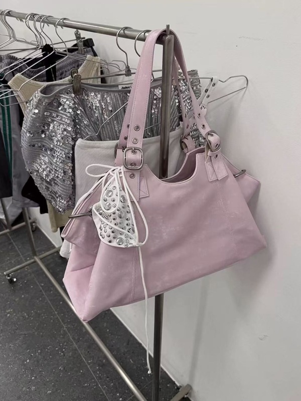韩版新品简约纯色油蜡皮通勤大容量托特包女休闲高级感气质单肩包|undefined