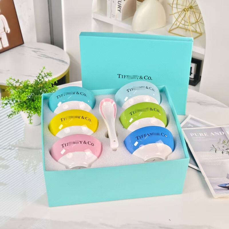 T family European Tiffany color creative concentrated Turkish ceramic bowl and spoon suit gift box