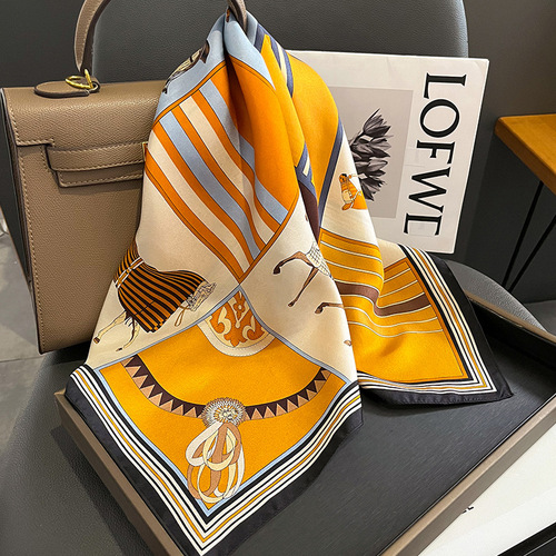 Retro fashion twill silk square scarf women's scarf fashionable mulberry silk scarf autumn and winter warm scarf scarf