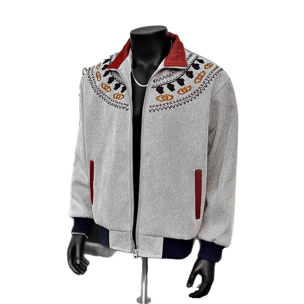 Giacca con collo alto e design a contrasto ricamato, maglione Fel Island in maglia, cardigan, top_voghion.com