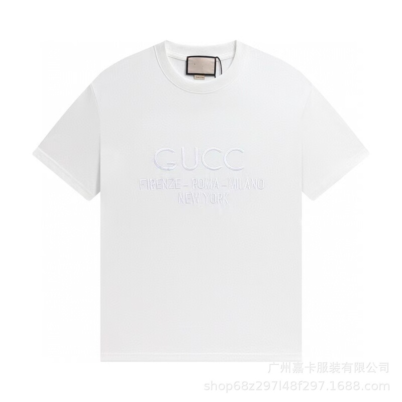 クロスボーダーハイエンドGファミリーTシャツラウンドネックフロントロゴ柄シリーズカジュアル男女同型半袖Tシャツ|undefined