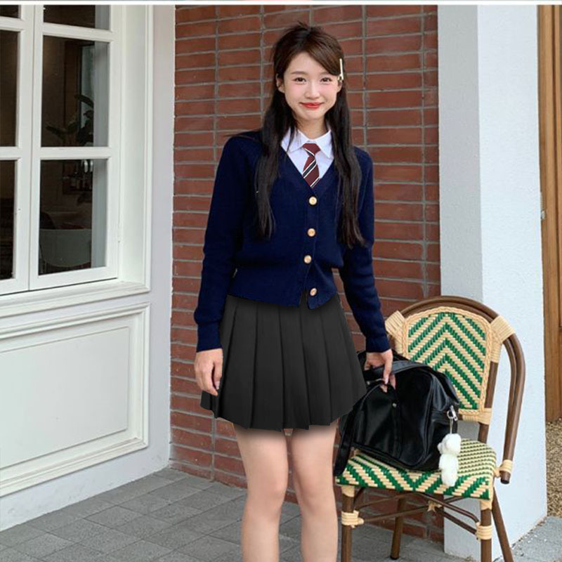 学院风短款红色针织开衫毛衣外套女秋冬季甜美高级复古感慵懒上衣|undefined