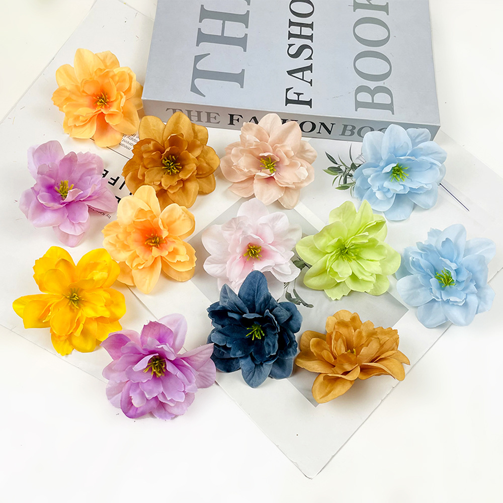 Large Artificial Flower Delphinium Flower Head DIY Hairpin Flower Headpiece Material Accessories Home Wreath Flower Arrangement Photography Ornament