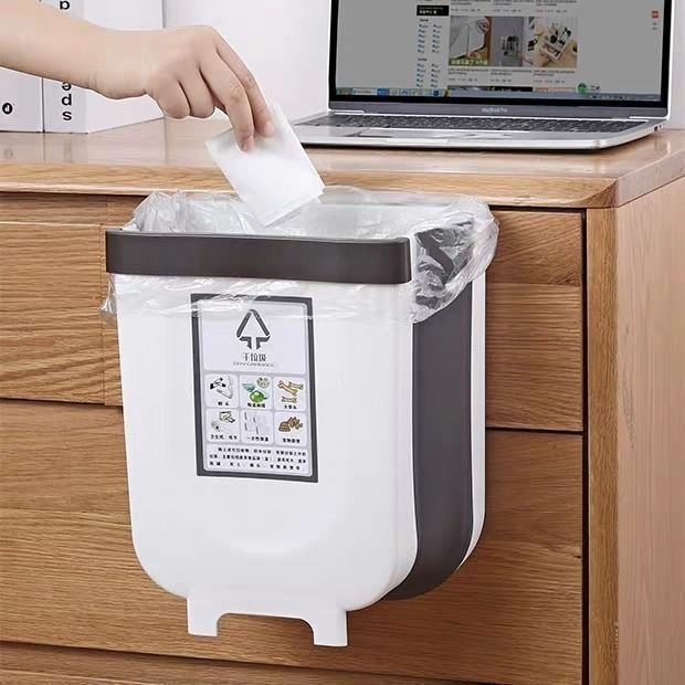 Bote de basura grande de cocina - Tipo colgante y montado en pared, plegable, para puerta de gabinete, multifuncional y con clasificación