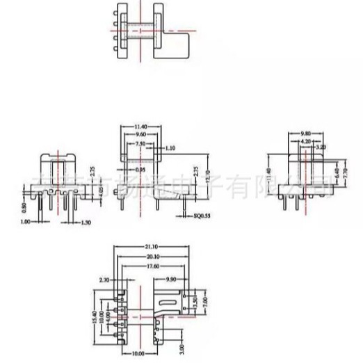 EE13通信骨架安规骨架EE13变压器骨架卧式骨架4-2-2脚