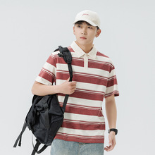 鲲海鹏云条纹短袖polo衫男夏季新款宽松上衣时尚经典翻领男士t恤