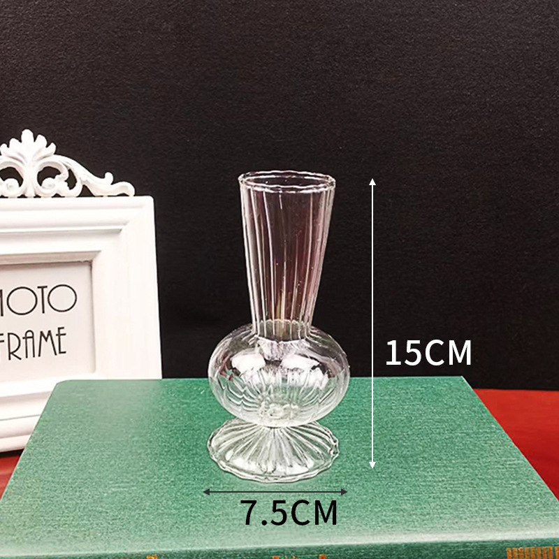 北欧インススタイルシンプルな透明ストライプ縦縞ガラス花瓶家の装飾装飾品水耕栽培緑植物フラワーディスペンサー|undefined
