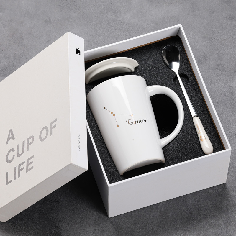 12 12 tazas de cerámica constelación tazas de agua tazas de tazas marcadas tazas de café con cubierta impresa LOGO