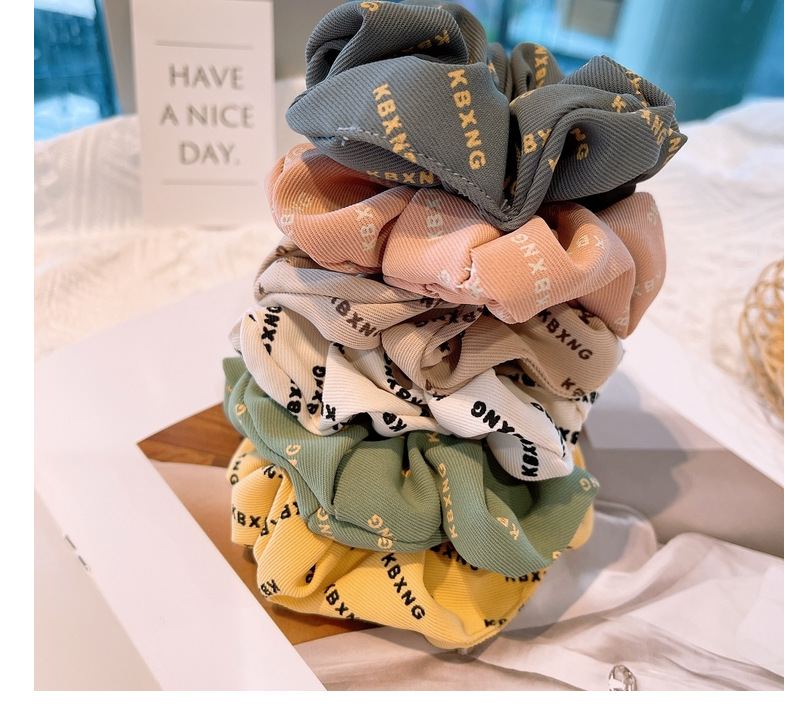 15g Weight Headwear Classification Birthday Occasion Geometric Pattern Women'S Gender Retro Style Khaki, White, Green, Blue, Yellow, Black Color Korean Retro Letter Wave Dot Hair Scrunchies 14