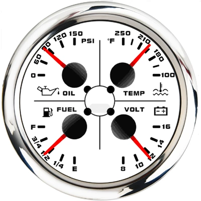 Four-In-One Oil Level, Water Temperature, automobile instrument - silver-edge-and-white-background-psi