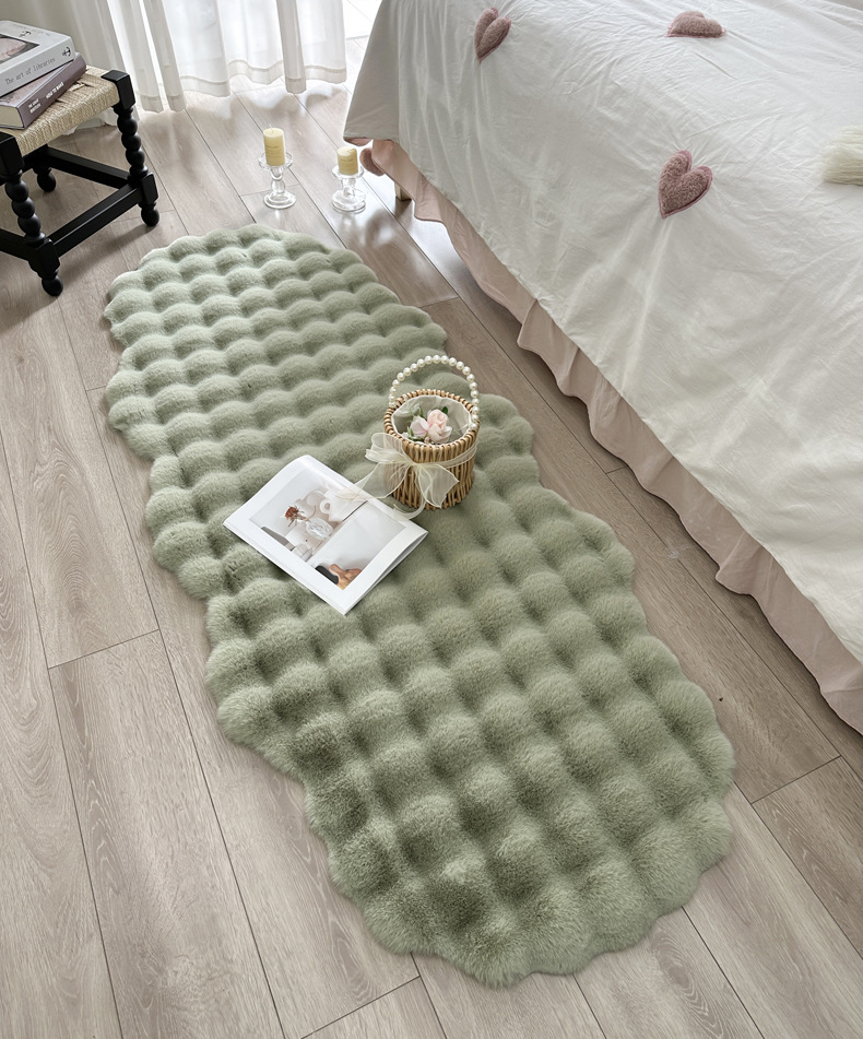 Imitation Rabbit Fur Bedroom Bedside Carpet Girl's Bedside Bubble Plush Floor Mat Bay Window Mat Living Room Coffee Table Sofa Cushion