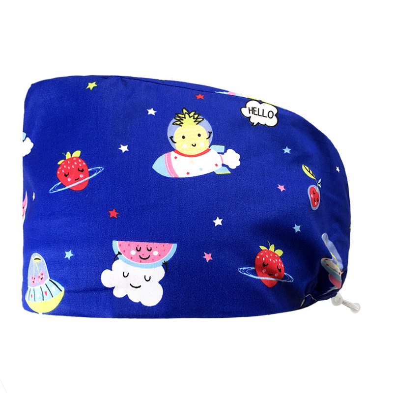 Algodón puro impreso casquillo de la enfermera tapa médica hogar tapa de la cocina aceite de catering a prueba de humo anti-pelo sombrero de trabajo de la enfermera