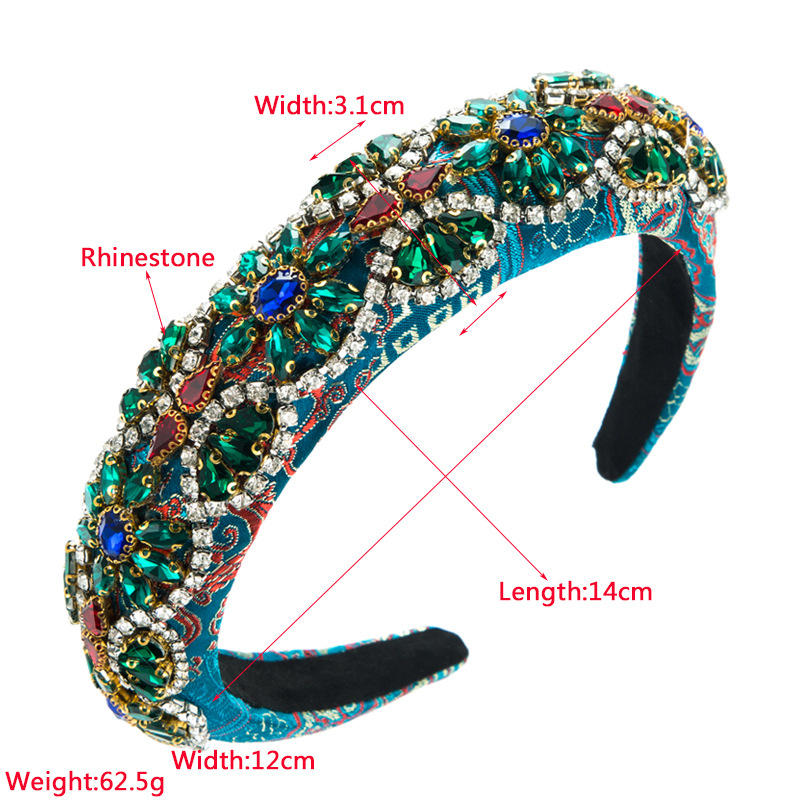 217g Weight Hair Band Hair Accessories Type Baroque Style Flower Cloth Handmade Glass Hair Band
