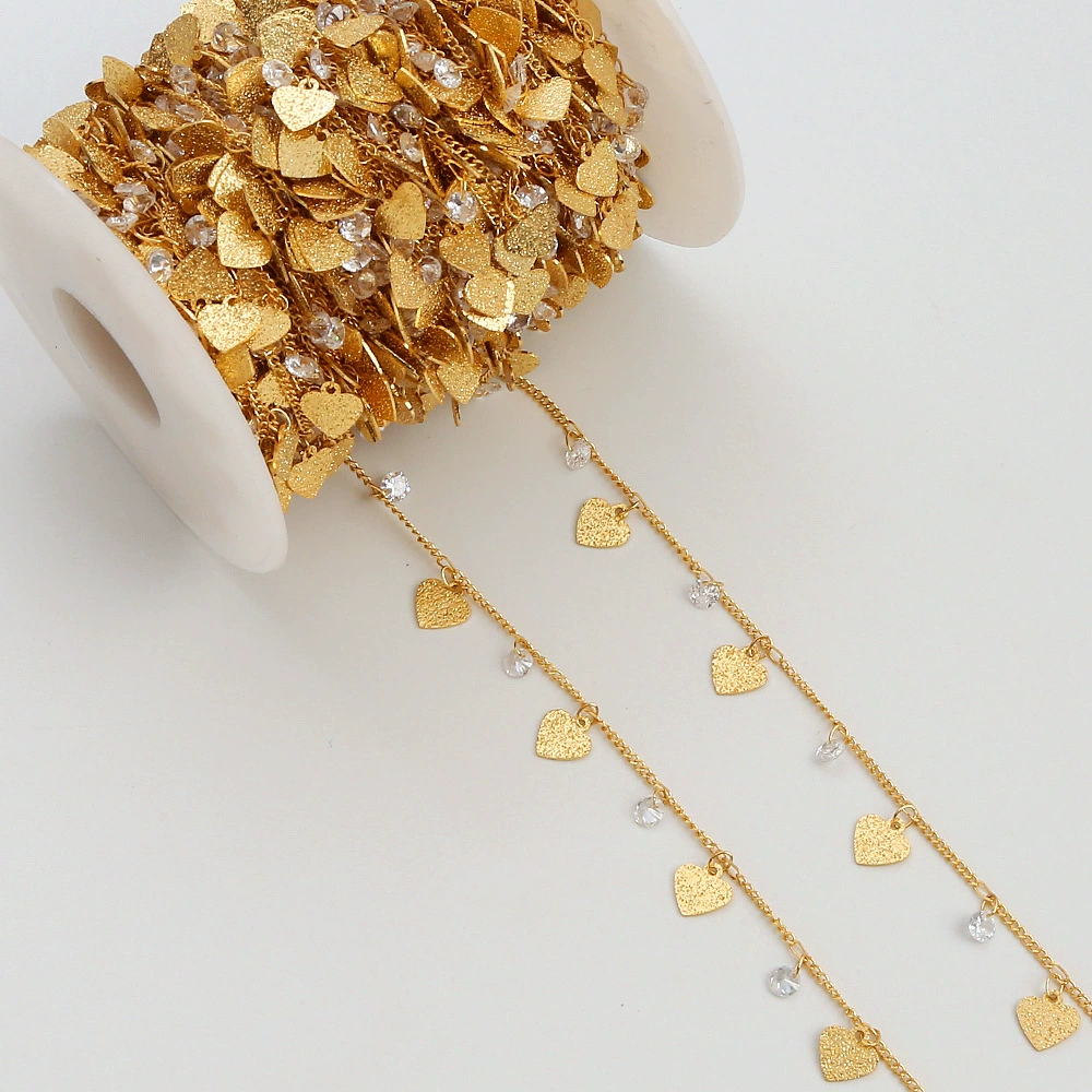 Copper chain, pendant, decorations, 18 carat, golden color