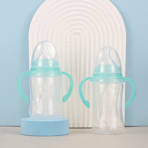艾尔乐新款儿童pp奶瓶母婴用品婴儿宽口吸管手柄奶瓶耐摔直发
