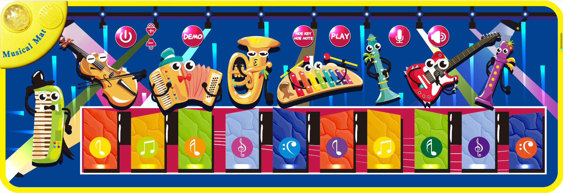 跨境新品儿童玩具音乐毯动物钢琴乐器认知婴儿玩具 新灯光模具