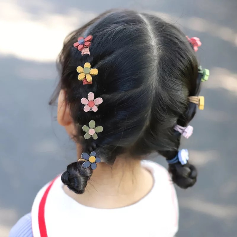 10 anneaux pour cheveux ~ Version coréenne de l'ensemble de combinaison de petits élastiques en caoutchouc pour filles et enfants qui ne blessent pas les cheveux_voghion.com
