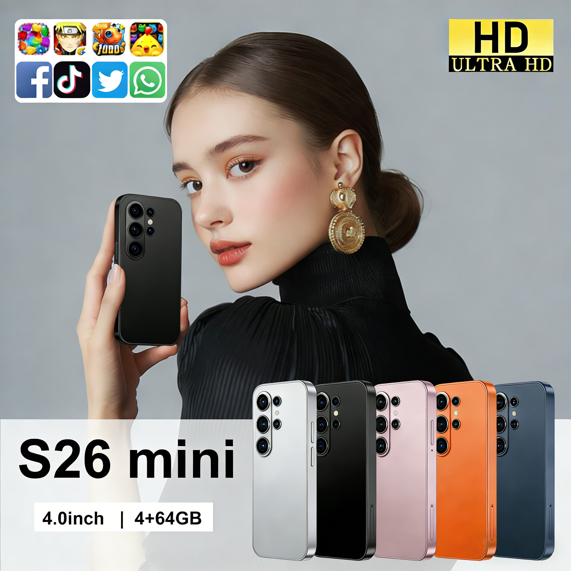 Transfronterizos S26mini 4.0 pulgadas HD 4 + 64 fábrica de stock S26Ultra inteligente mini teléfono móvil