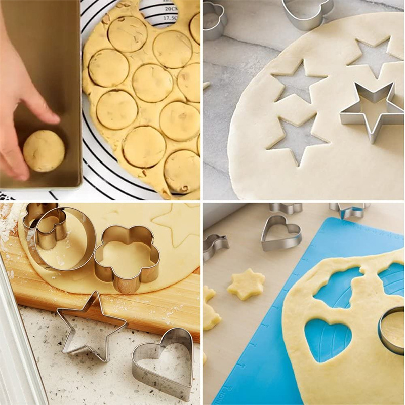 Venta al por mayor de 30 piezas de acero inoxidable molde mini fondant molde geométrico galleta molde de corte herramienta de hornear traje