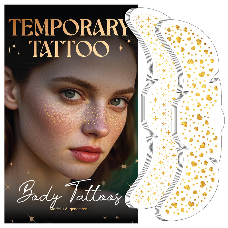 New cross-border European metallic gold and silver tattoo stickers for freckles, party glitter face freckle makeup stickers New cross-border European metallic gold and silver tattoo stickers for freckles, party glitter face freckle makeup stickers