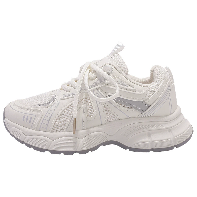 Женские обувь Dad shoes 2025 новый летний сезон дышащие белые кроссовки сетчатая обувь Uber F2418 доставка в одну часть