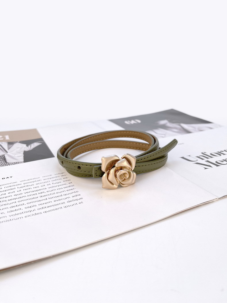 Nový dámský tenký pas z pravé kůže, dámský květinový pas, zeštíhlující efekt, dámský pásek z hovězí kůže se svetrovými šaty, dámský styl_voghion.com