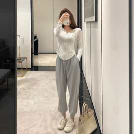 网红盐系套装新款春秋装炸街御姐减龄休闲运动跑步防晒两件套装女