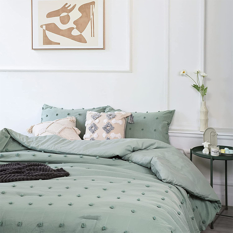 跨境厂家亚马逊热卖外贸家纺床上用品三件套簇绒剪花床单被罩被子